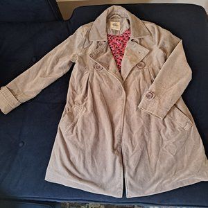 Mini Boden Girls Gray & Pink Lined Velvet Trench/Peacoat/Coat/Jacket Sz 9-10 Yrs